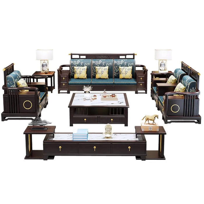 Solid wood sofa full solid wood living room combination sofa storage new Chinese furniture rosewood