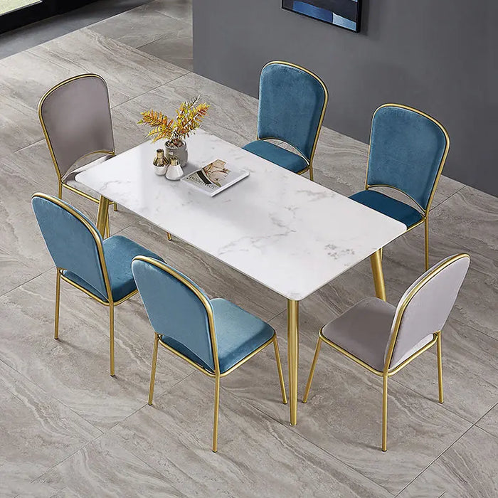 Nordic style marbledining table and chair  combination small apartment modern simple rectangular casual dining table طاولة قهوة