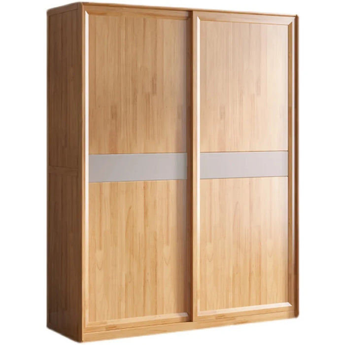 Custom solid wood sliding wardrobe two-door sliding door glass Japanese-style small apartment home bedroom with drawers modern m