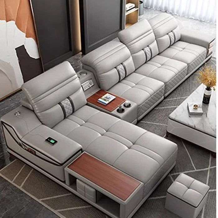 L Shape Corner Living Room Sofa Leather Adults Mid Century Modular Living Room Sofa Couch Set Floor Divani Soggiorno Decoration