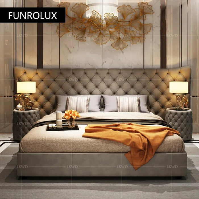 Modern style bed leather double master bedroom modern simple high-end bed luxury wedding bed