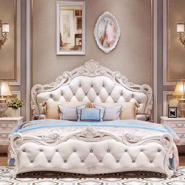 Wood Modern Whitr Double Bed King High End Twin Frame Double Bed Luxury Sleeping Letti Matrimoniali Furniture For Bedroom