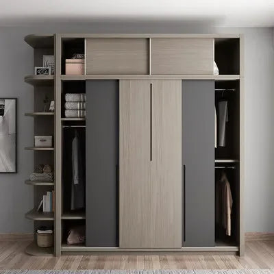 Modern  wardrobe wood melamine closet room furniture sliding wardrobe