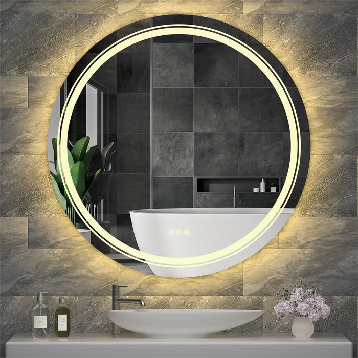 Extra Large Round Bathroom LED Vanity Mirror, UL Certified, Anti-Fog Dimmable Lights IP54 Waterproof Circle Makeup Wall Mounted