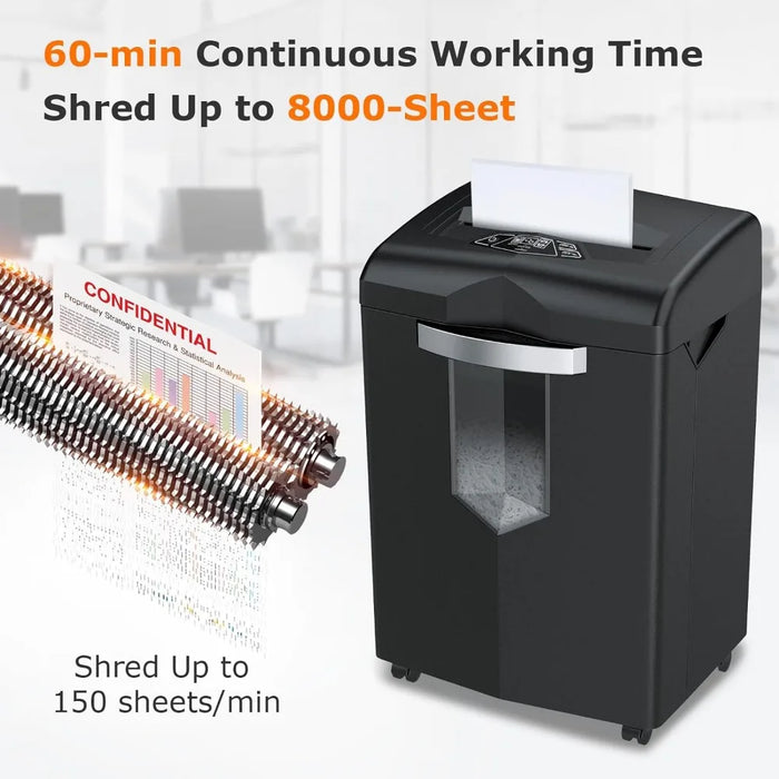 Bonsaii Heavy Duty Paper Shredder, 24 Sheet 60 Mins Large Office Crosscut Shredder for Commercial Use, 7 Gal Pullout Bin C144-D