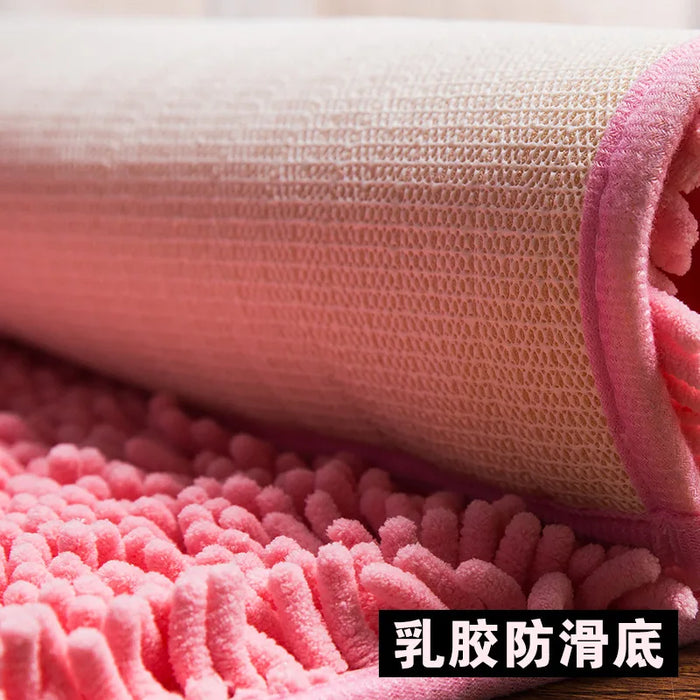 Microfiber Chenille Heart-shaped Anti-skid Carpet Peach Heart Mat Bathroom Absorbent Pad Bathroom Mat Set Bath Mats