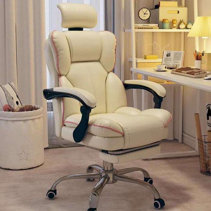 Eegonomic Comfortable Gaming Chair Leather Cute Study Designer White Bedroom Office Chair Gamer Silla De Escritorio Furniture