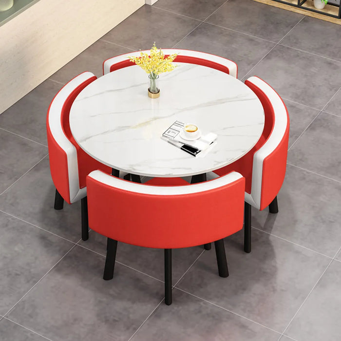 Set 4 Chairs Round Dining Table Office Small Space Saving Cheap Dining Table Minimalist Center Mesas De Jantar Kitchen Furniture