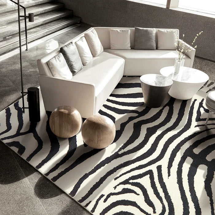 Zebra Pattern Carpet Black White Striped Rug Luxury Living Room Decoration Carpets Comfortable Soft Bedroom Carpet Balcony Rugs