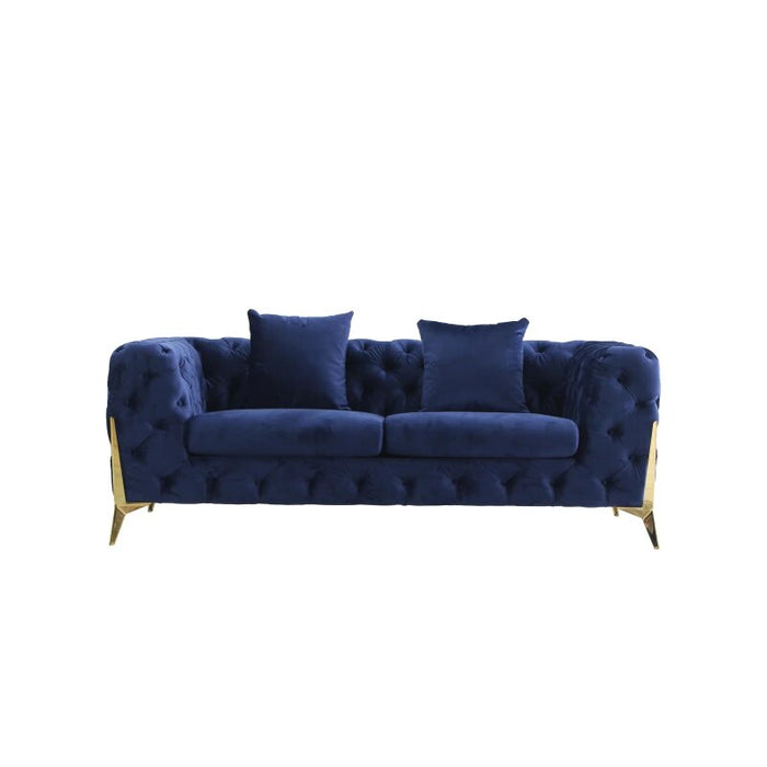 Blue Elegant Velvet Living Room Sofa Set, 3 Pieces Upholstered Set, Including Loveseat, 3-Seater Sofa Interior Decoration