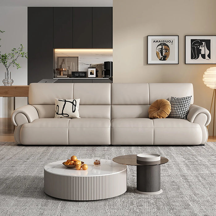 Modern simple living room furniture straight row leather sofa