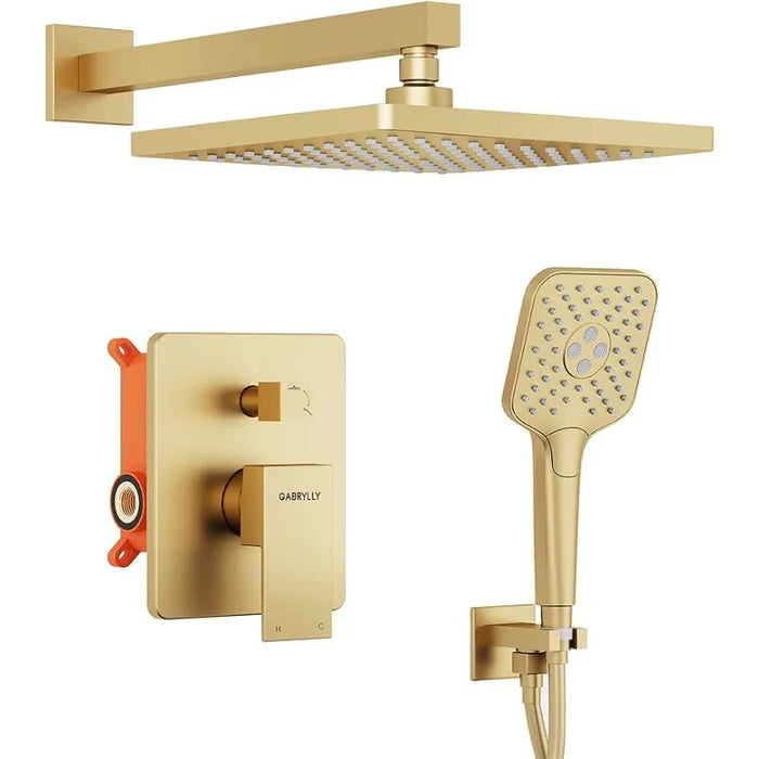 Wall Mounted Shower Faucet Set for Bathroom with High Pressure 10" Rain Shower head and 3-Setting Handheld Shower Head Set