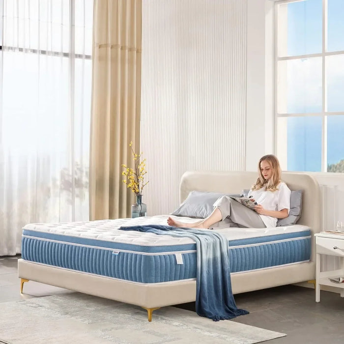 King Mattress, 14 Inch, Gel Foam Mattress, Coils Innerspring Mattress, Support & Pressure Relief, Medium Firm Free Shipping