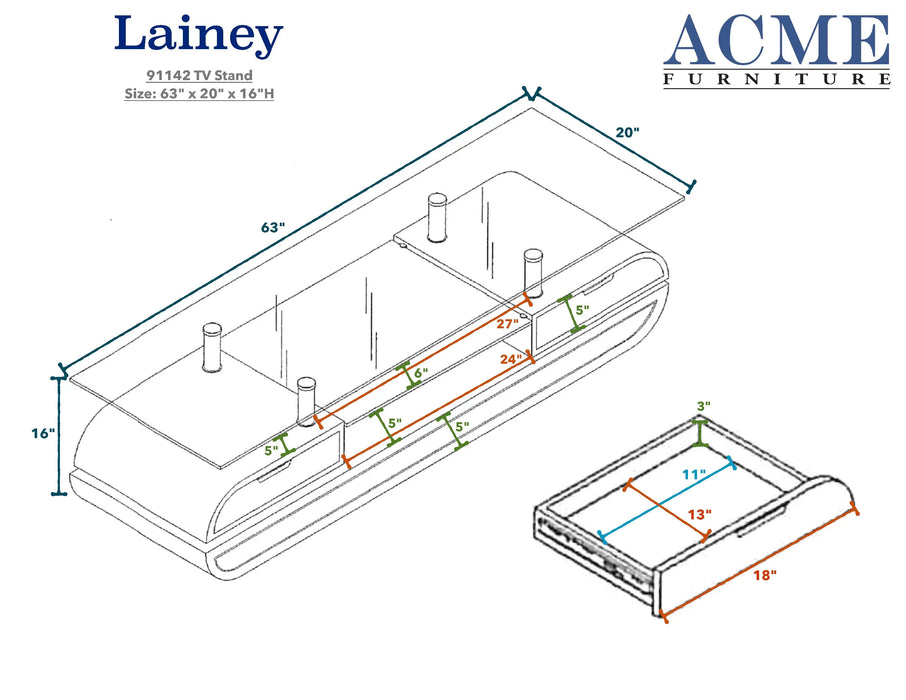 ACME Lainey TV Stand in White & Gray