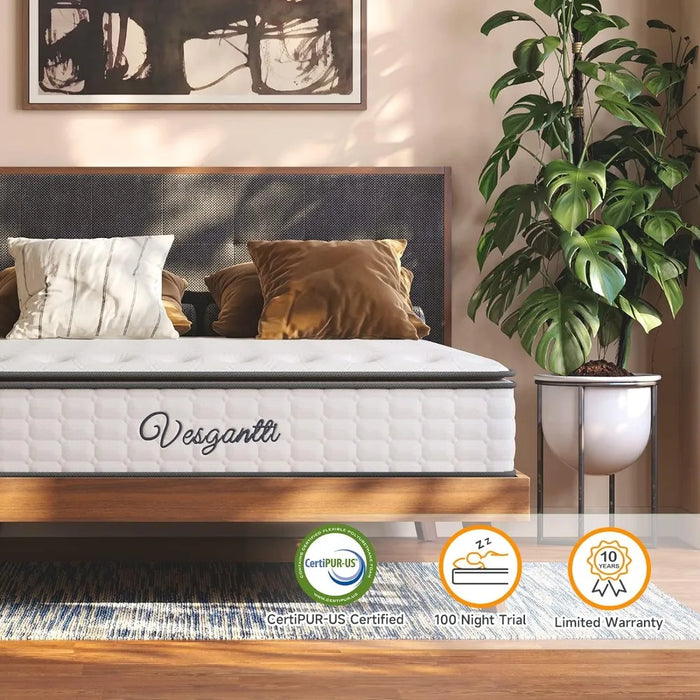 Queen Mattresses, 10 Inch Hybrid Queen Size Mattress in a Box, Pillow Top Queen Bed Mattress, Gel Memory Foam Pocket