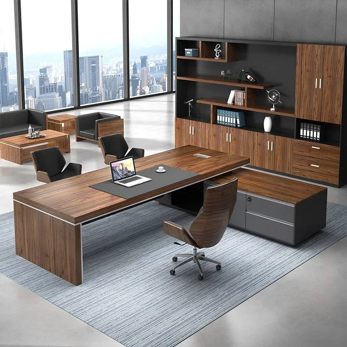 New Modern Simple Style MDF Material L Shape Boss Ceo Office Desk Executive Desk with Cabinet