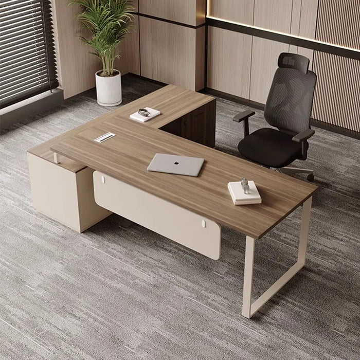 European L Shaped Office Desk Bookshelf Corner Conference Floor Computer Desks Luxury Mid Century Mesa De Escritorio Furniture