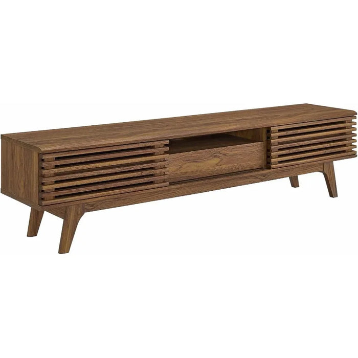 70 Inch Modern Living Room Furniture for Tv Render 70" Mid-Century Modern Low Profile Entertainment TV Stand Walnut Walnut Table