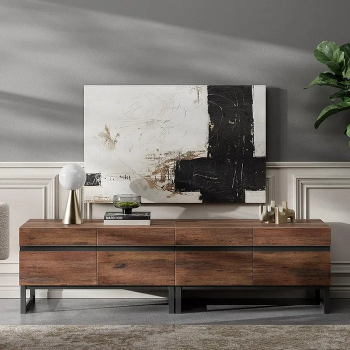 Modern TV Stand for TVs Up To 75 Inch, 2 in 1 Entertainment Center TV Console with Storage Cabinets and Metal Base,Media Console