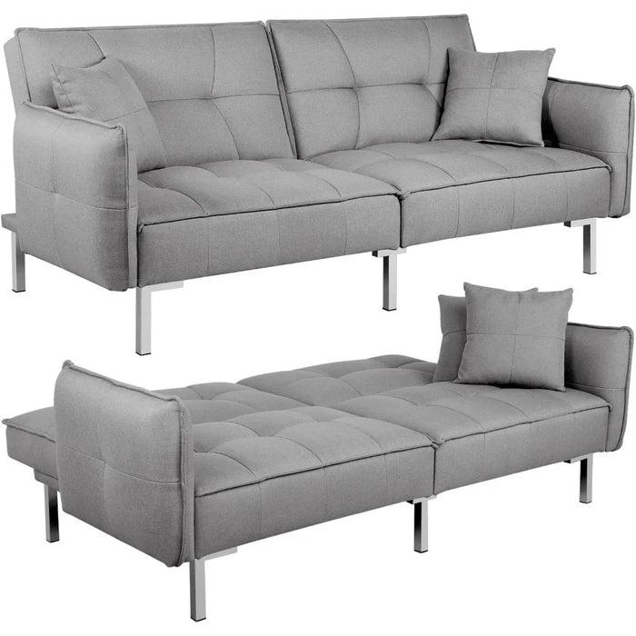 Sleeper Sofa Couch Bed Convertible Futon Couches Sofas Bed Fold Up and Down Linen Fabric Recliner Living Room Gray Couch