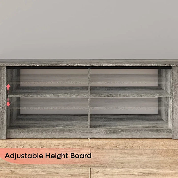 Bestier 55 inch TV Stand Media 3-Tier Console Table with 8 Separate Adjustable Storage Units Grey living room furniture