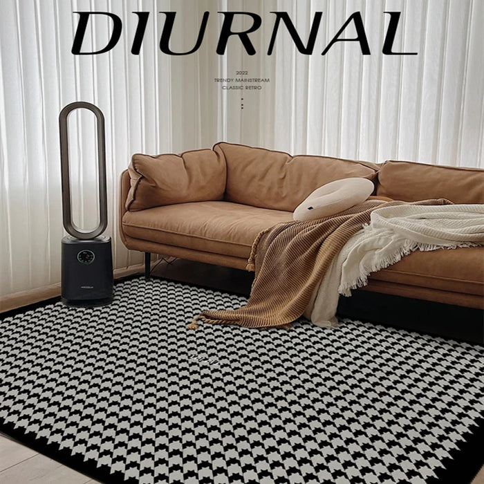 Light Luxury French Modern Plaid Living Room Carpet Bedroom Bedside Retro Striped Large Area Decorative Rugs Non-slip Floor Mat