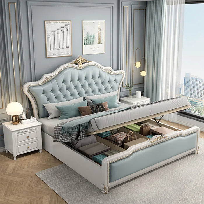 Soft Frame European Bed Waterproof Luxury King Size Wooden European Style Bed Double Modern Letto Matrimoniale Bedroom Furniture