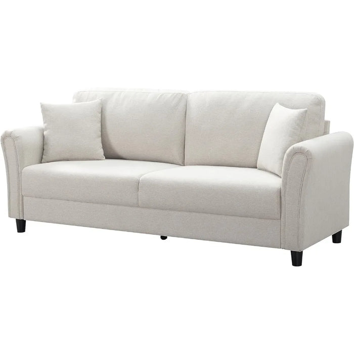 Home Furniture Loveseat Sofa With 2 Pillow & 3 Seater Couch for Small Space Living Room Sofa Set Furniture Beige Easy Assembly