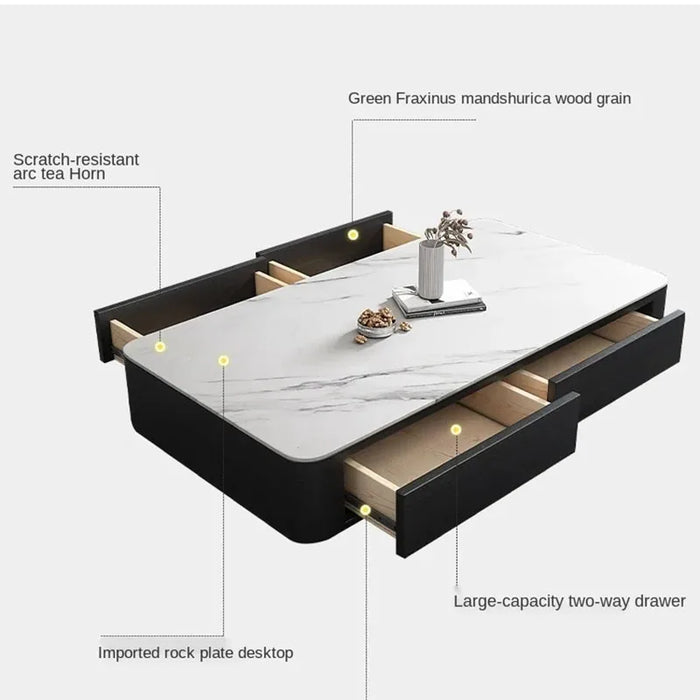 New Italian Slate Coffee Table TV Cabinet Simple Modern Small Family Light Luxury Retractable Table Living Room Furniture
