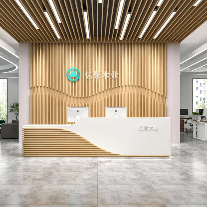 Coffee Podium Reception Desk Clinic Table Wooden Executive Hotel Reception Desk Luxury Mostrador Oficina Commercial Furniture