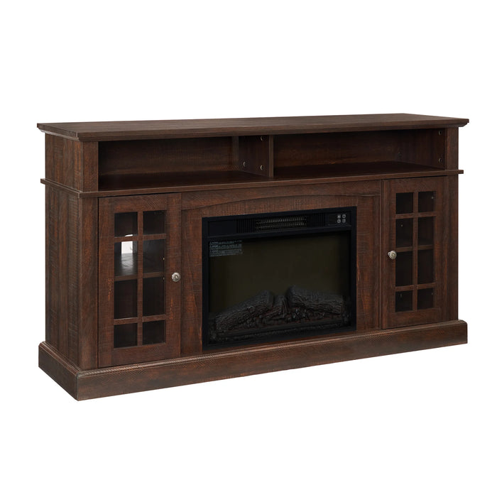 Classic Media TV Stand Modern Entertainment Console with 23" Insert Fireplace Open&Closed Storage Space for TV Up to 65"[US-W]