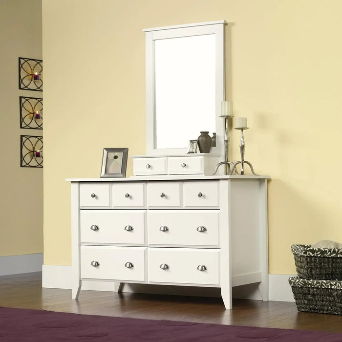 Shoal Creek Dresser, L: 54.65" x W: 18.43" x H: 33.03", Soft White finish /Jamocha Wood Finish