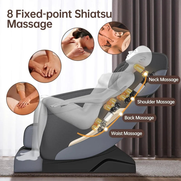 2024 Massage Chair, Full Body Zero Gravity Massage Chair with Foot Rollers, 8 Fixed Massage Roller, Heater, Bluetooth Speaker, B