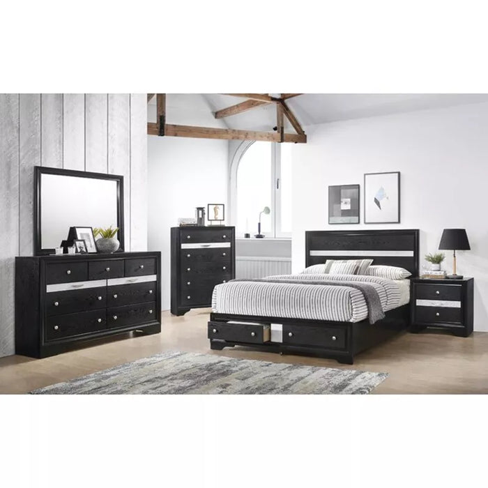 Traditional Matrix King 6 PC Storage Bedroom Set in Black made with Wood Bedroom Furniture Set