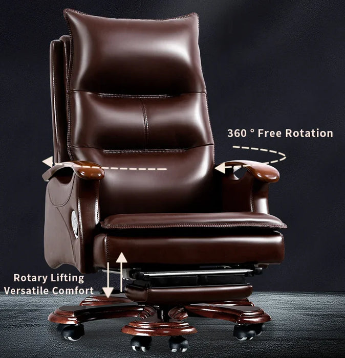 Kinnls Chad Gaming Chair Recliner Massage Chair Genuine Leather Ergonomic Managerial Executive Office Chairs Boss Chair