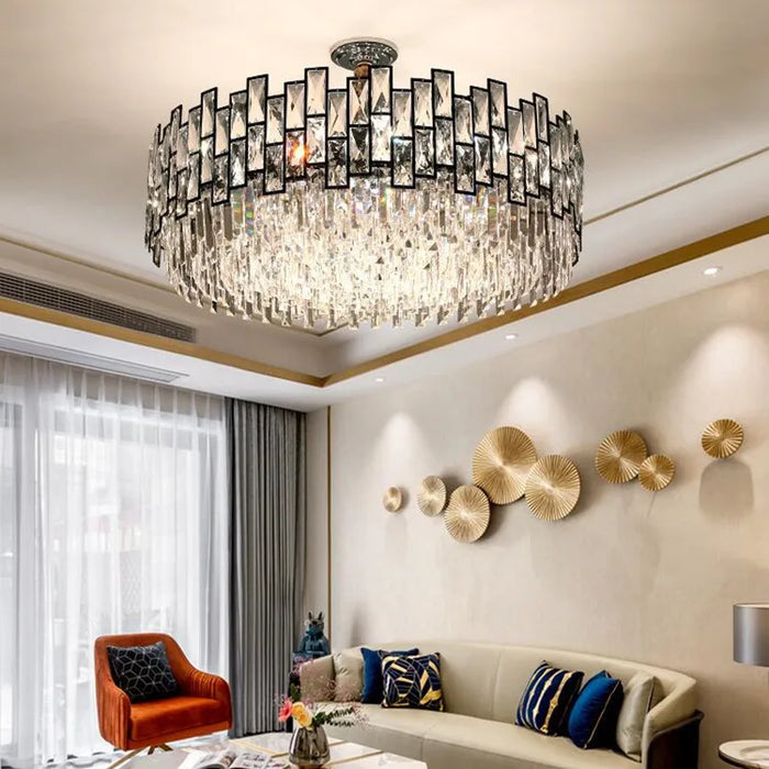 Modern Crystal Chandelier For Living Room Dining Room Black Light Round Lustre Led Chandeliers Kitchen Bedroom Indoor Lighting