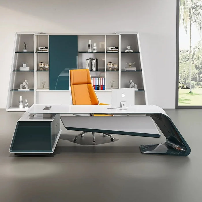 Executive Storage Office Desks Shelf Boss Conference Desktops Solid Wood Modern Reception Computer Escritorio Office Furniture