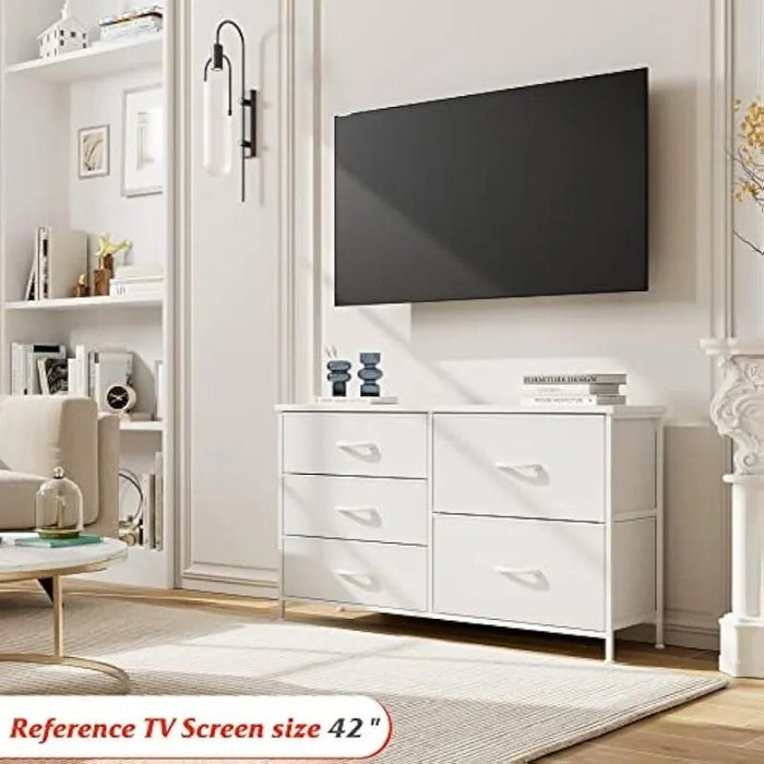 Nicehill White Dresser for Bedroom with 5 Drawers, Small Dresser for Kids' Bedroom, Nursery, Closet, Wide Chest of Drawers Baby