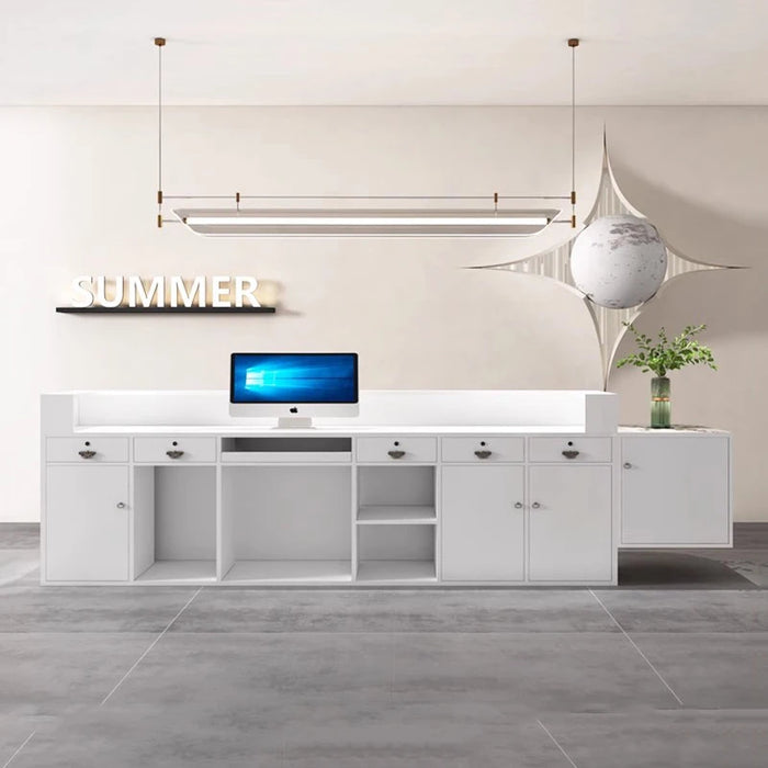 Supermarket Front Desk Reception Counter Shop Hair Salon Reception Desk Cashier Register Theke Rezeption Commercial Furniture