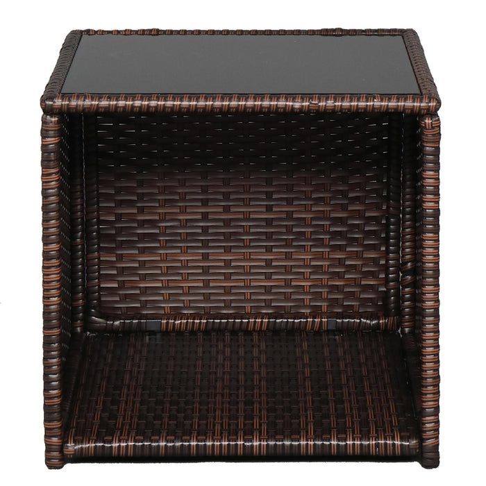 5 Piece All Weather Terrace Conversation Set 2 Sofas 2 Ottomans 1 Coffee Table Rounded Arms Brown Gradient Garden Balcony Backy