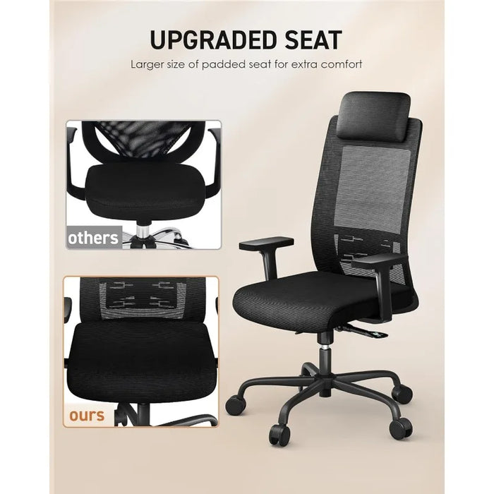 CAPOT Office Chair Ergonomic Desk Chairs - Tilt Lock at Any Angle 90°-130°, Mesh Ergonomic Chair with Big Adjustabe Headrest