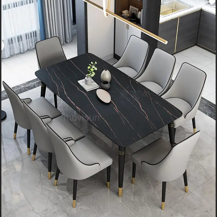 Concise Dining Table With 6 Chairs Combination Small Apartment Home Steel Feet Black Mobile Side Mesa De Jantar Furniture FY50YH