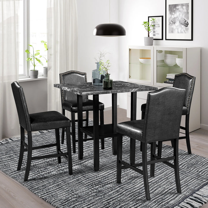 Modern 5-Piece Dining Set with Coordinated Chairs and Convenient Bottom Shelf for Stylish Dining Room Decor