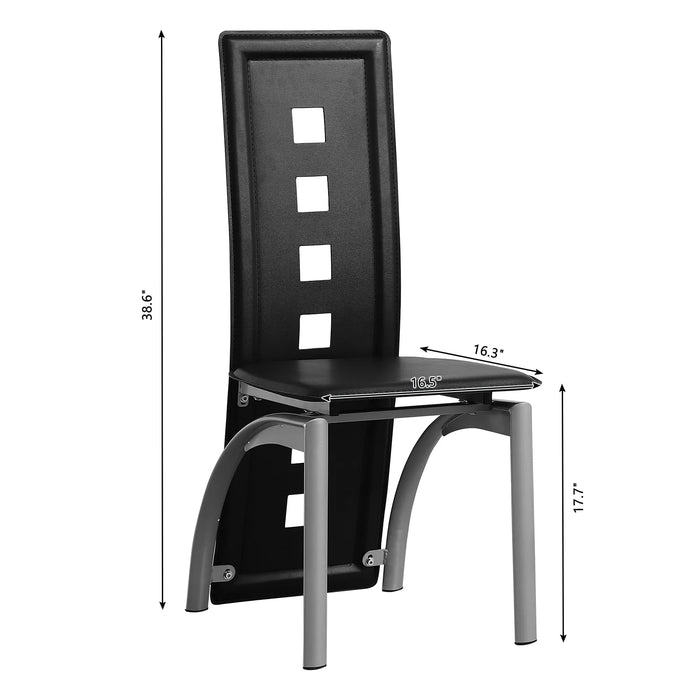 5 Pieces Dining Table Set for 4, Kitchen Room Tempered Glass Dining Table, 4 Chairs, Black，Table legs are black