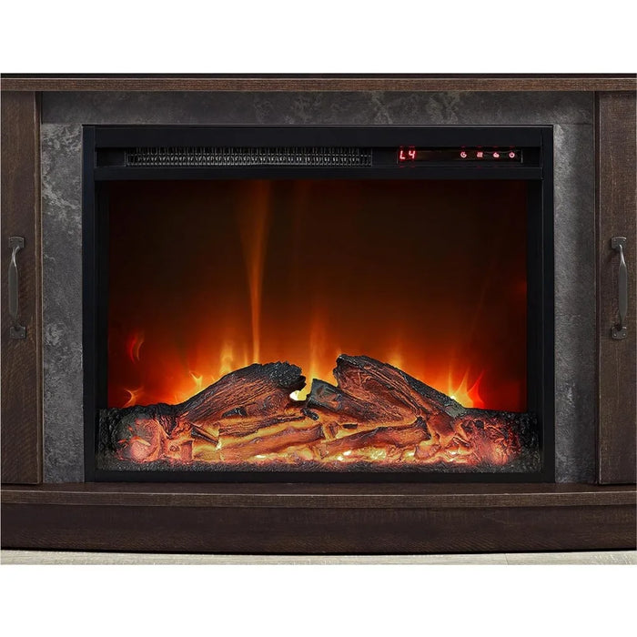 TV cabinet, fireplace console, with glass door, suitable for espresso under 60 inches, TV bracket, TV cabinet