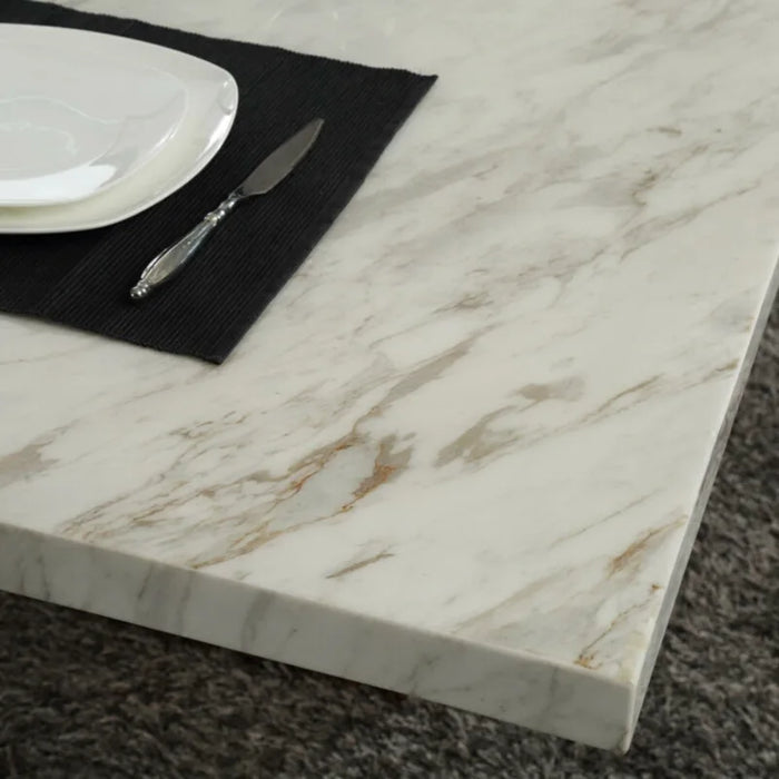 Modern Luxury Dining Table and Chair Combination Stainless Steel Small Unit Marble Rectangle Dining Table Household gs02