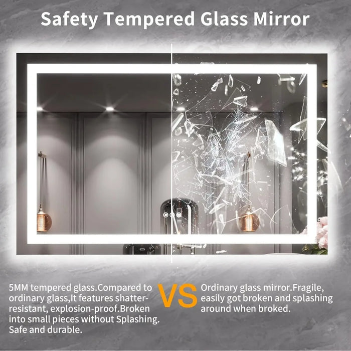 Bathroom Mirror With Light, Anti Fog, Dimmable, Backlight+front Lighting, Wall Lighting, Bathroom Vanity Mirror
