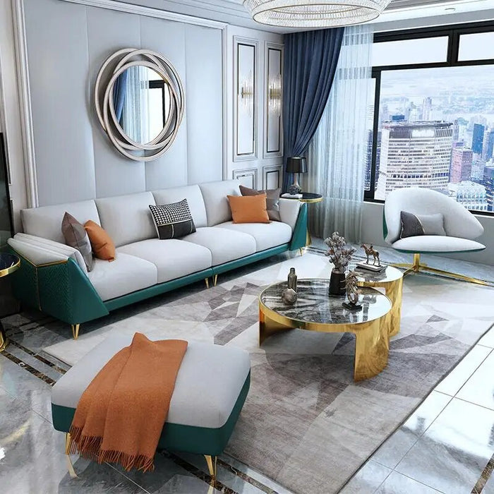Light Luxury Sponge Sofa For Living Room Home Furniture Sets Luxury Simplicity French Designer Sectional Leather Sofa Armchair