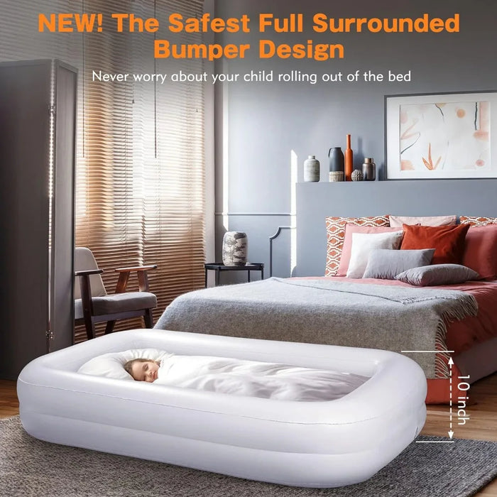 Toddler Air Bed Mattress | Inflatable Toddler Bed Toddler Travel Bed [4-Side] | Both Side Usable Folding Beds
