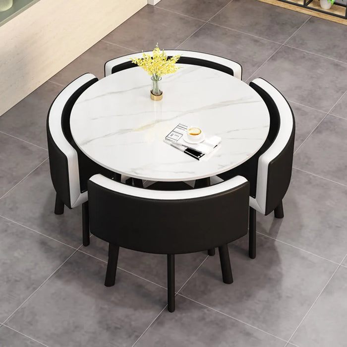 Set 4 Chairs Round Dining Table Office Small Space Saving Cheap Dining Table Minimalist Center Mesas De Jantar Kitchen Furniture